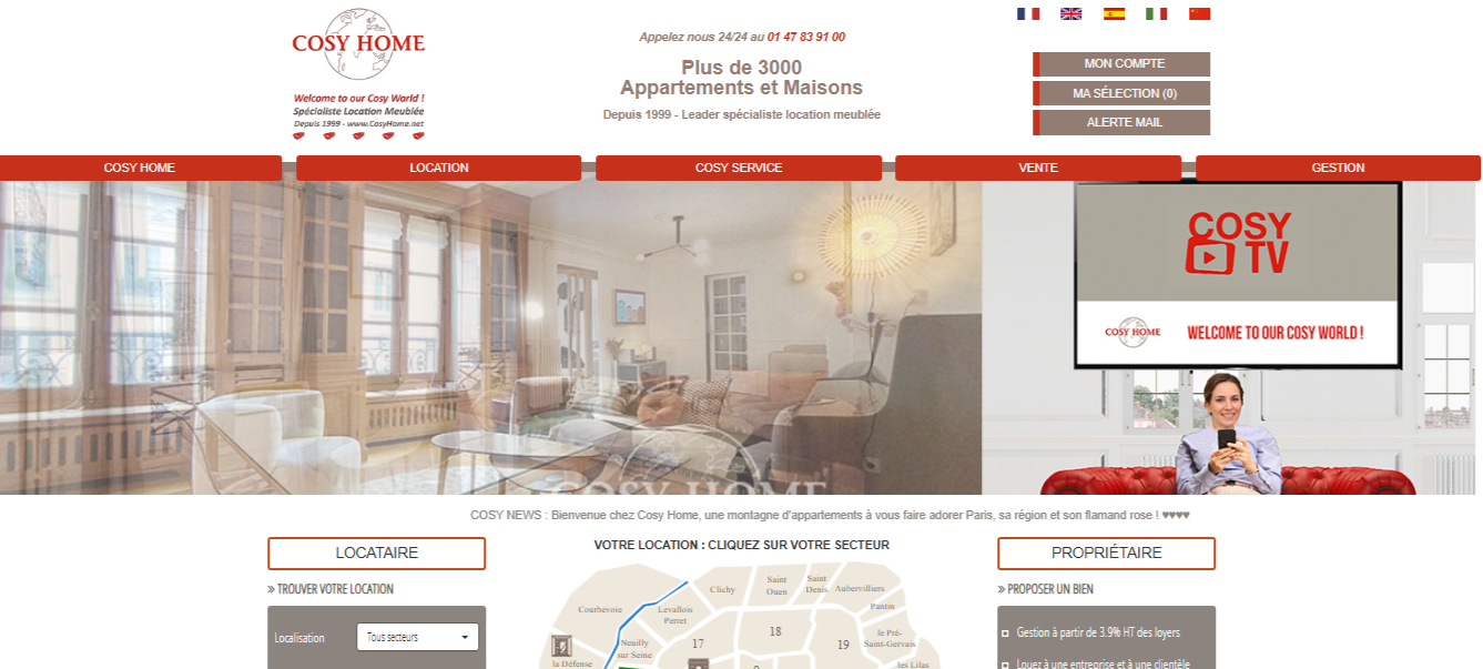 Cosy Home spécialiste de la location meublé Paris